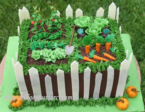 Veggetable Garden Cake With White Fence Allotment Cake Vegetable