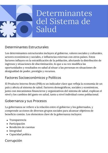 Determinantes Del Sistema De Salud Notas Clínicas Udocz