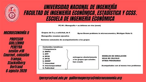 Microeconomía Intermedia II Cournot colusión trampa Stackelberg