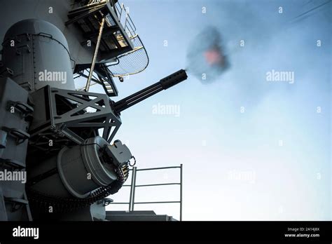 A Phalanx Close In Weapon System Is Fired Aboard Uss Theodore Roosevelt