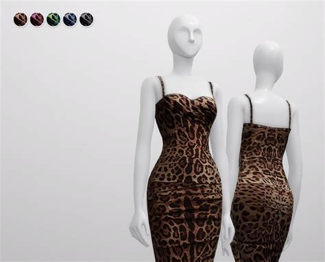 Leopard Print Mid Dress Rustys Sims Mid Dresses Sims 4