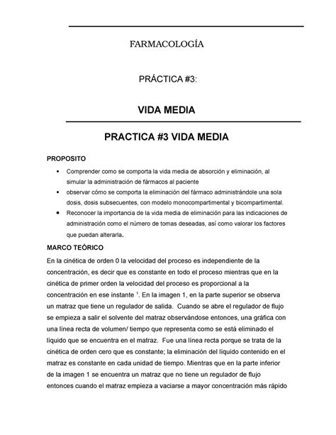 Práctica 3 Vida Media FARMACOLOGÍA PRÁCTICA 3 VIDA MEDIA PRACTICA