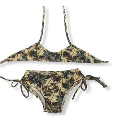 Biquíni infantil puxadinho coqueiros nude Integra Biquínis Infantil Integra biquínis Atacado e