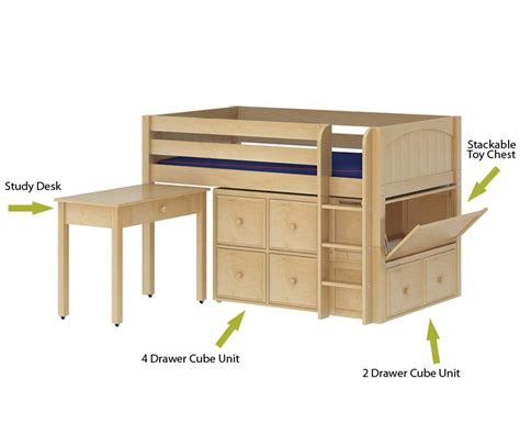 Maxtrix STACKER Low Bunk Bed with Stairs Twin Size Natural | KFW