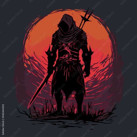 Epic warrior in medieval fantasy. Vector illustration of soldier with ...