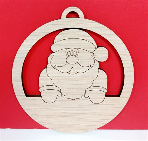 Oak Veneer 10cm Santa Bauble Cc0302 Woodform Crafts