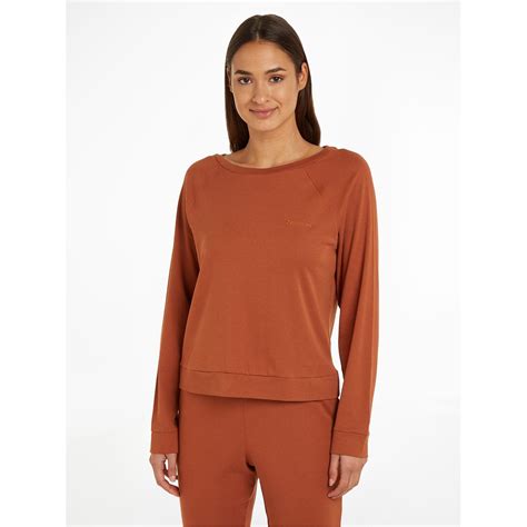 Calvin Klein Long Sleeve Curve Neck Sweater Gingerbread