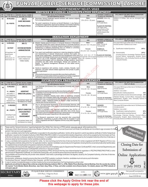 Ppsc Jobs June July Apply Online Consolidated Advertisement No