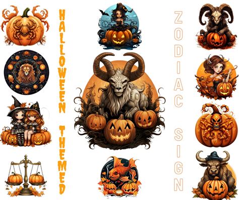 Halloween Themed Zodiac Sign Halloween Png Ultimate Etsy