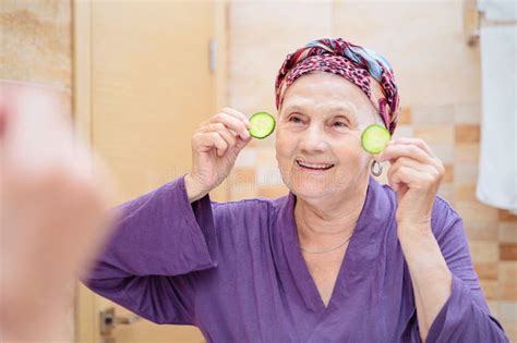 Mature Woman Taking Care Of Her Face Stock Image Image Of Woman Beauty