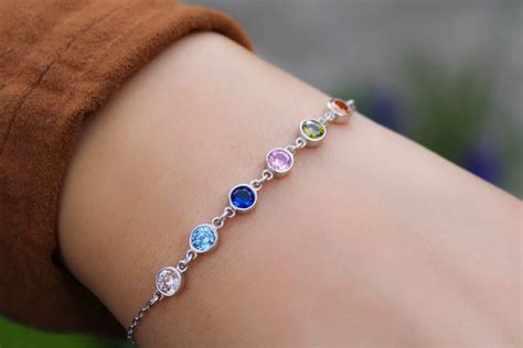 Mothers Bracelet With Birthstones Birthstone Bracelets Mom Etsy