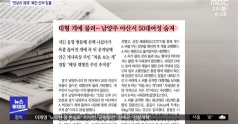 뉴스 열어보기 대형 개에 물려남양주 야산서 50대 여성 숨져