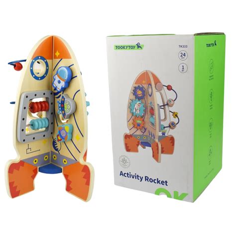 Wooden Activity Rocket Educational Toy Wooden Activity Rocket