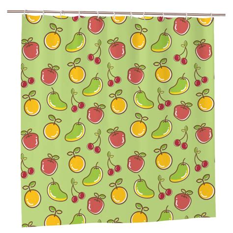 Yfyang Waterproof Bathroom Shower Curtain Hand Drawn Fruit