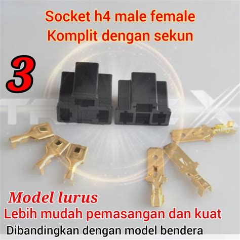 Soket H4 Socket Lampu H4 Konektor Female Male Cowok Cewek Connector