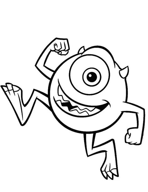 Meet Happy Mike Wazowski In Monsters Inc Coloring Page Kids Play Color