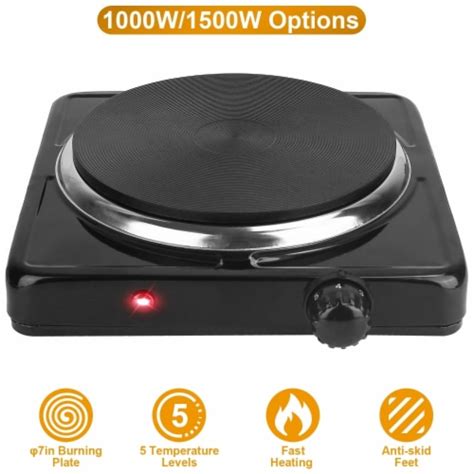 W Electric Single Burner Portable Heating Hot Plate Stove Countertop Rv Hotplate With No