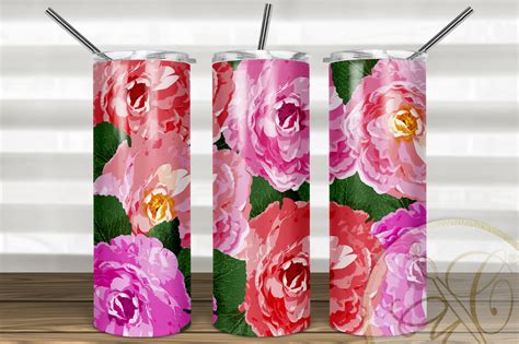 Skinny Tumbler Sublimation 20oz Floral Graphic By Paperart Bymc