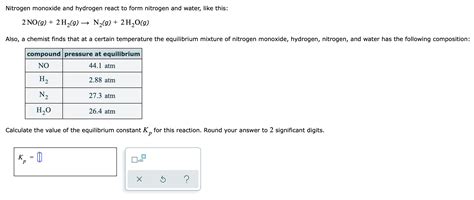 Solved Nitrogen Monoxide And Hydrogen React To Form Nitrogen