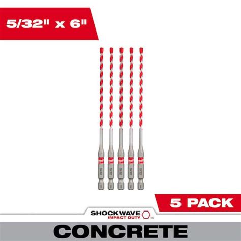 Milwaukee 5 32 In Shockwave Carbide Hammer Drill Bits 5 Pack 48 20