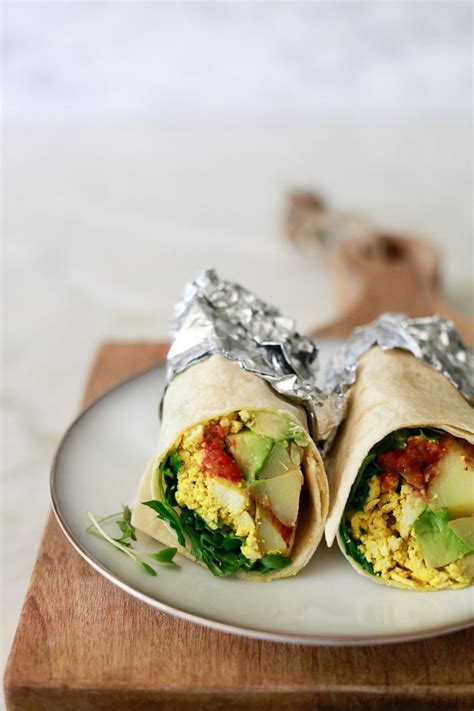 Vegan Breakfast Burrito With Tofu Scramble And Avocado