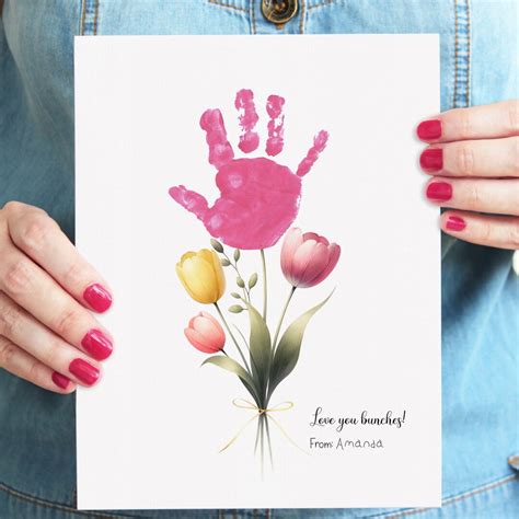 Mother S Day Craft Handprint Art Love You Bunches Tulips Bouquet For