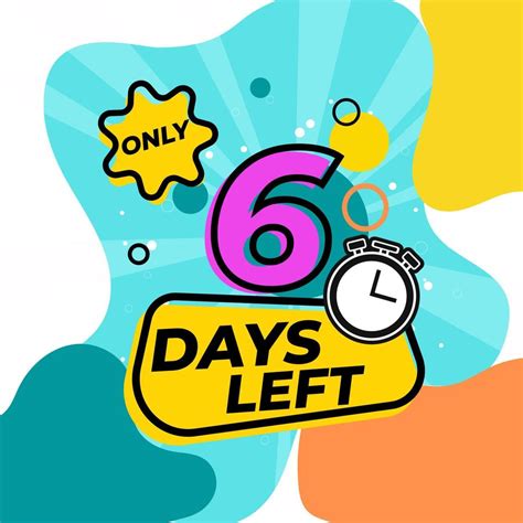 Countdown Number 6 Days Left Vector Illustration Design 15696426 Vector