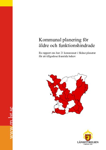 Kommunal Planering För äldre Och Funktionshindrade Länsstyrelsen Skåne