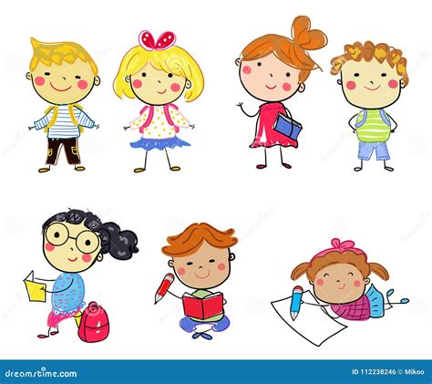 Group of Children,drawing Sketch Stock Illustration - Illustration of vector, child: 112238246