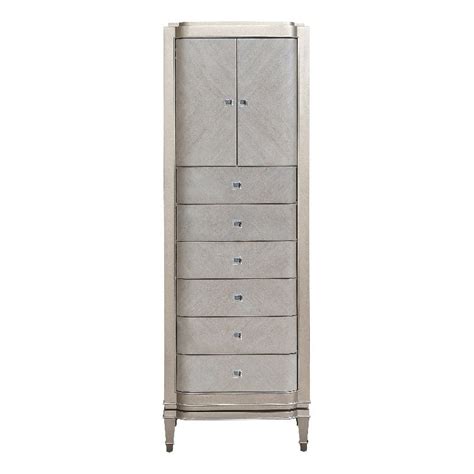 Zoey Solid Wood Swivel Lingerie Chest In Silver Finish By Pulaski