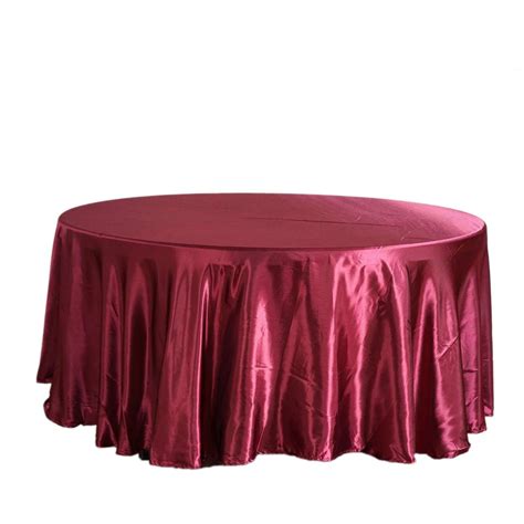 108 Burgundy Satin Round Tablecloth Tableclothsfactory