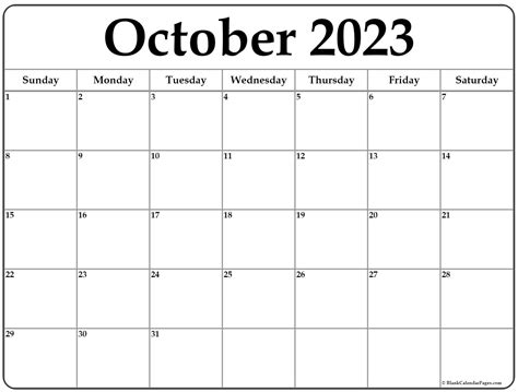 Free Printable October 2023 Calendar Template