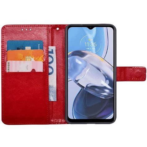 Wallet cover 3 kort Motorola Moto E22i Rød Elgiganten Elgiganten