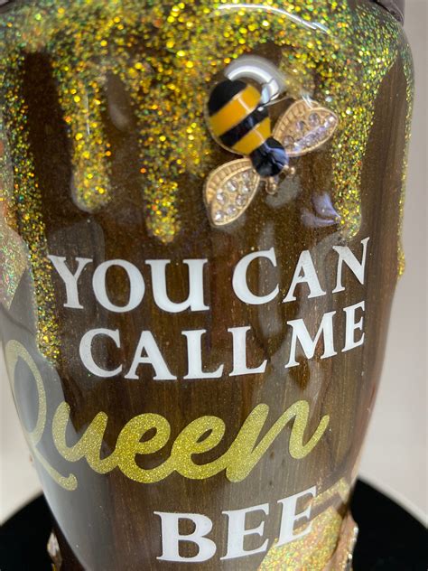 Woodgrain Queen Bee Drip Tumbler Bee Glitter Woodgrain Tumbler