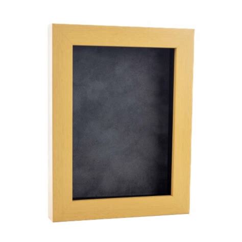 Classic Natural Wood Shadow Box Frame With Acrylic Front Dark Grey Suede Backing 30 Sizes