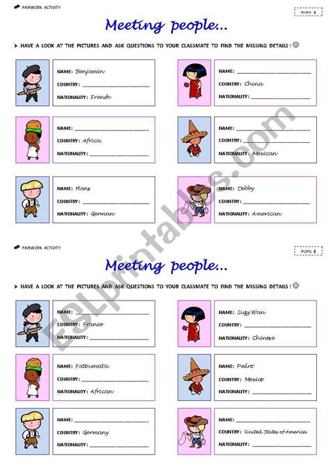 MEETING PEOPLE ESL Worksheet By Krysstl