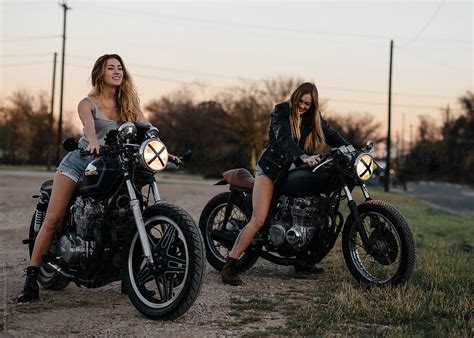 Attractive Girls Riding Vintage Motorcycles By Stocksy Contributor Dalton Campbell Stocksy