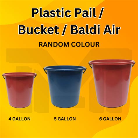 4 6 Gallon Plastic Pail Bucket Baldi Air Bakul Tong Mop Tong