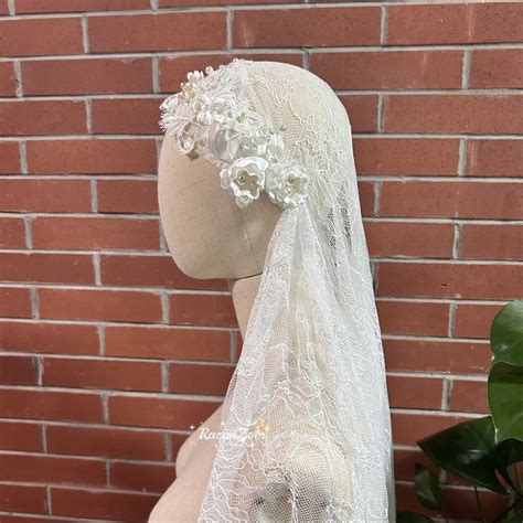 Vintage Rose Flower Juliet Bridal Veil Boho Wedding Cap Veil With