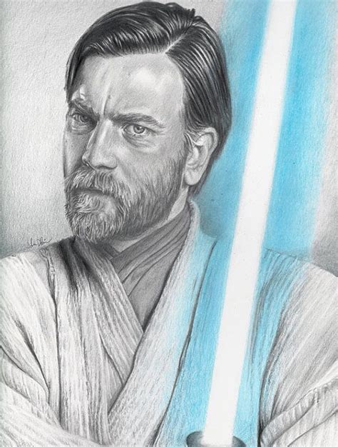 Drawing Print Of Ewan Mcgregor As Obi Wan Kenobi In Star Wars Etsy Star Wars Drawings Star