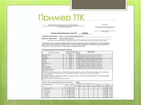 Технологические карты образец заполнения