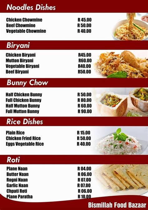 Menu At Bismillah Food Bazaar Restaurant Worcester