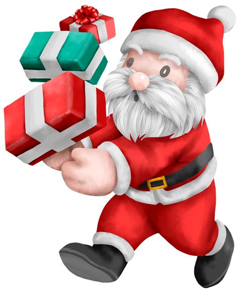 Free Papa Noel Entregando Regalos Png With Transparent Background