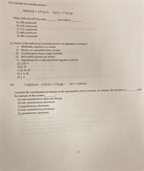 Solved 21 Consider The Reaction Shown 304 0 Kcal 4 PC13 Chegg