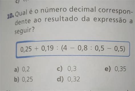 Qual é O Número Decimal Correspondente Ao Resultado Da Espressão A