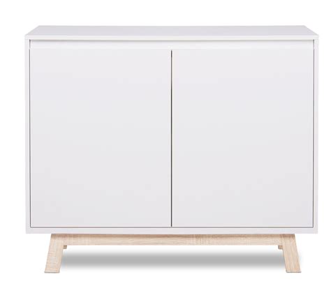 Meuble De Rangement Contemporain 2 Portes Coloris Blanc Chêne Clair Sloane Matelpro