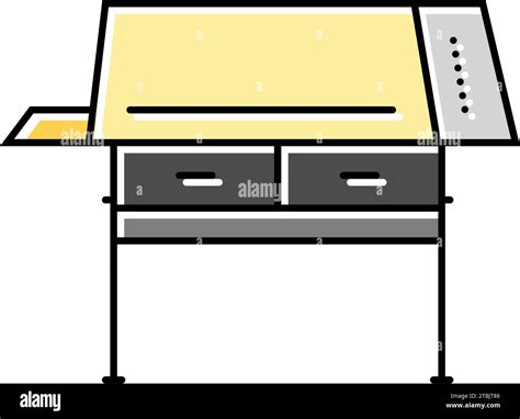 Drafting Table Architectural Drafter Color Icon Vector Illustration