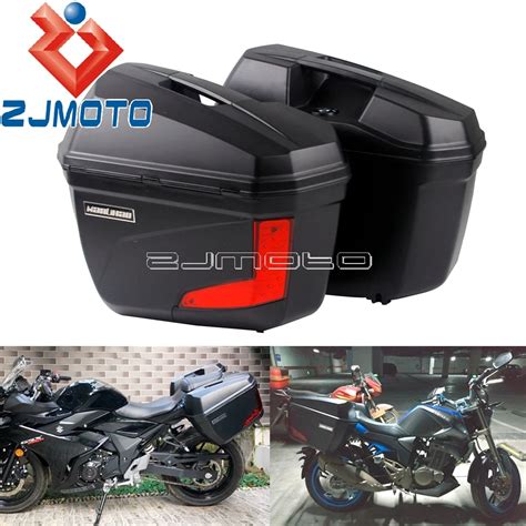 Universal Motorcycle Saddlebag LED Side Panniers For Honda Yamaha