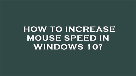 How To Increase Mouse Speed In Windows 10 YouTube