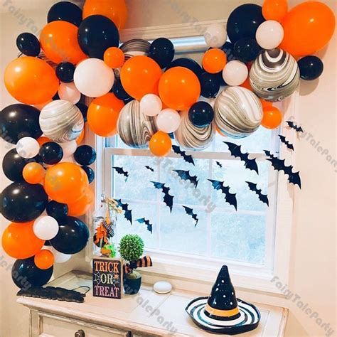 Pcs Bat Halloween Balloon Arch Kit Black Orange Bow Of Etsy